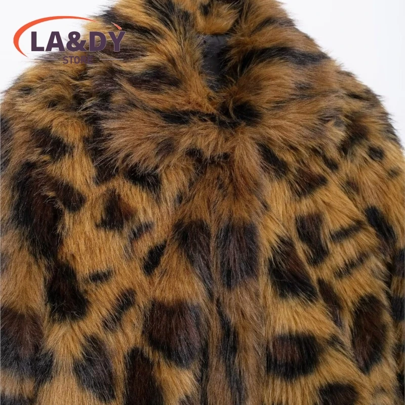 Faux Fur Coat Women 2024 Winter Fashion Loose Simple Versatile Leopard Grain Female Casual Long Sleeve Warm Outerwears Tops