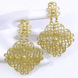 Gold Color Women Earrings Large Size Drop Earrings 18K Gold Plated Fashion Jewelry Wedding Party Accessories Gift 2023 Trending