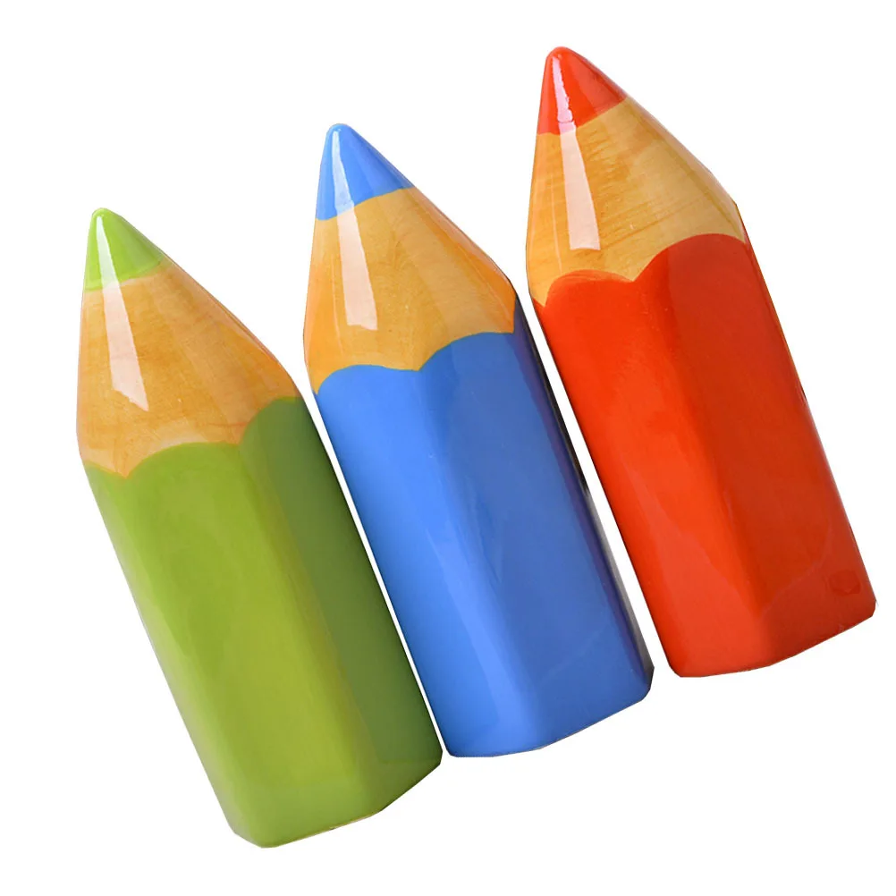 Ceramic Pencil Shaped Money Box Lovely Artwork for Desk Decor Birthday Present for Children Piggy Bank