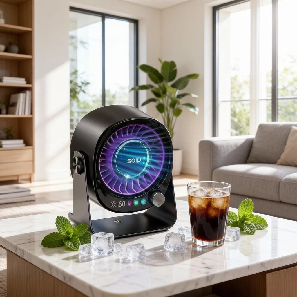 Unisex 2026 New Small Desktop Air Cooler, Semiconductor Charging Fan Quiet Stepless Speed Control Air Purifier for Home
