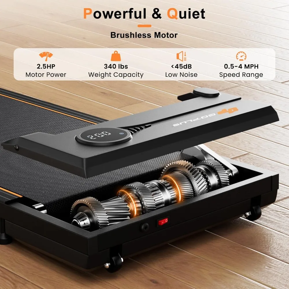 وسادة المشي، سعة 340 رطل تحت جهاز المشي المكتبي مع جهاز تحكم عن بعد، شاشة LED، 12 برنامجًا محددًا مسبقًا، طواحين مشي محمولة #3