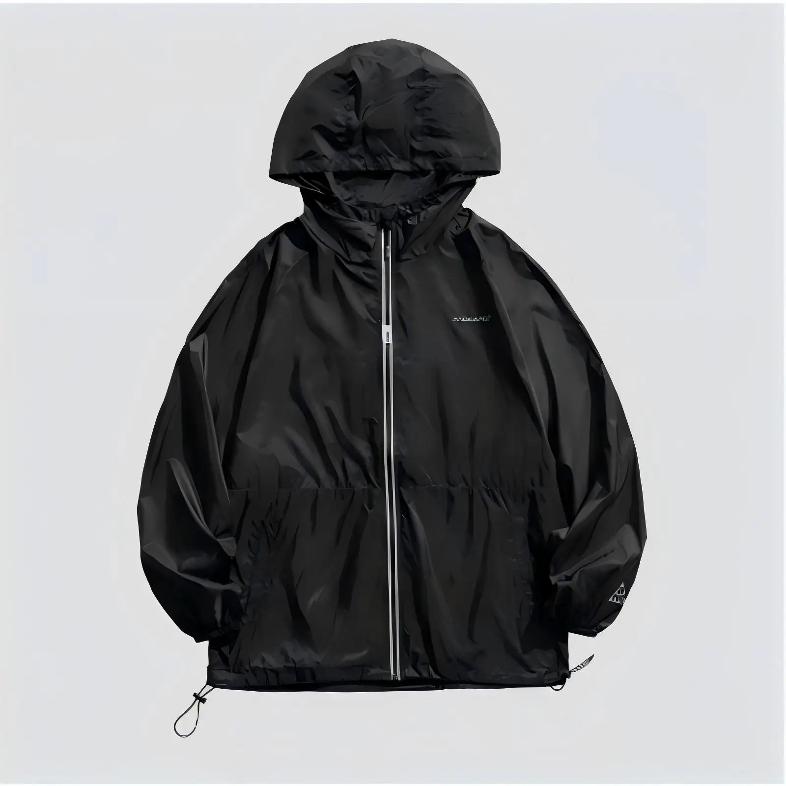 

2025 Summer New Trend Men's Zipper Sun Shirt Hong Kong Style Loose Sportswear Jacket Solid Color Hooded Sunshade UV Jacket