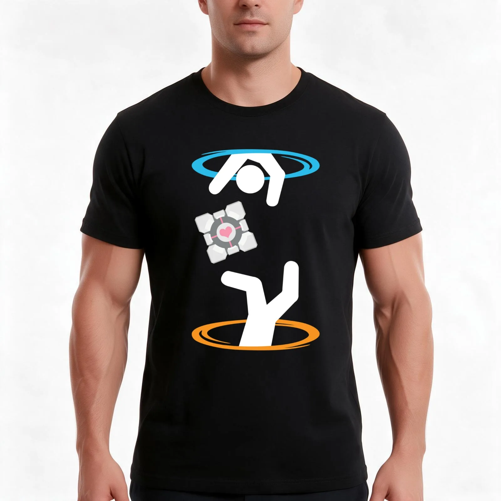 Don_t Lose The Companion Cube (Transparent) Portal T-Shirt Summer Casual Cotton Tee Oversized Streetwear Tops 100% Cotton