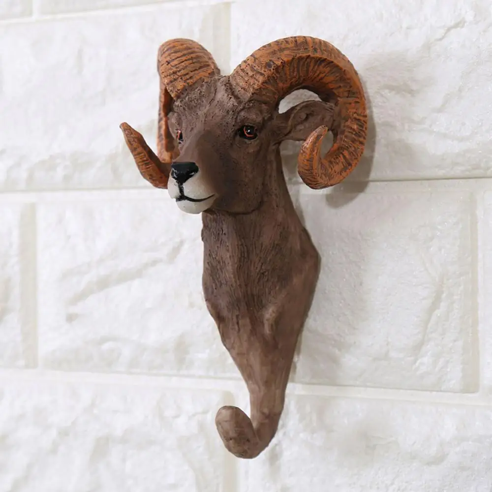 Resin Animal Head Wall Hooks Elephant Giraffe Zebra Head Wall Hook Hanger Wall Organizer Hook Key Cloth Hanger Hook Towel Rack