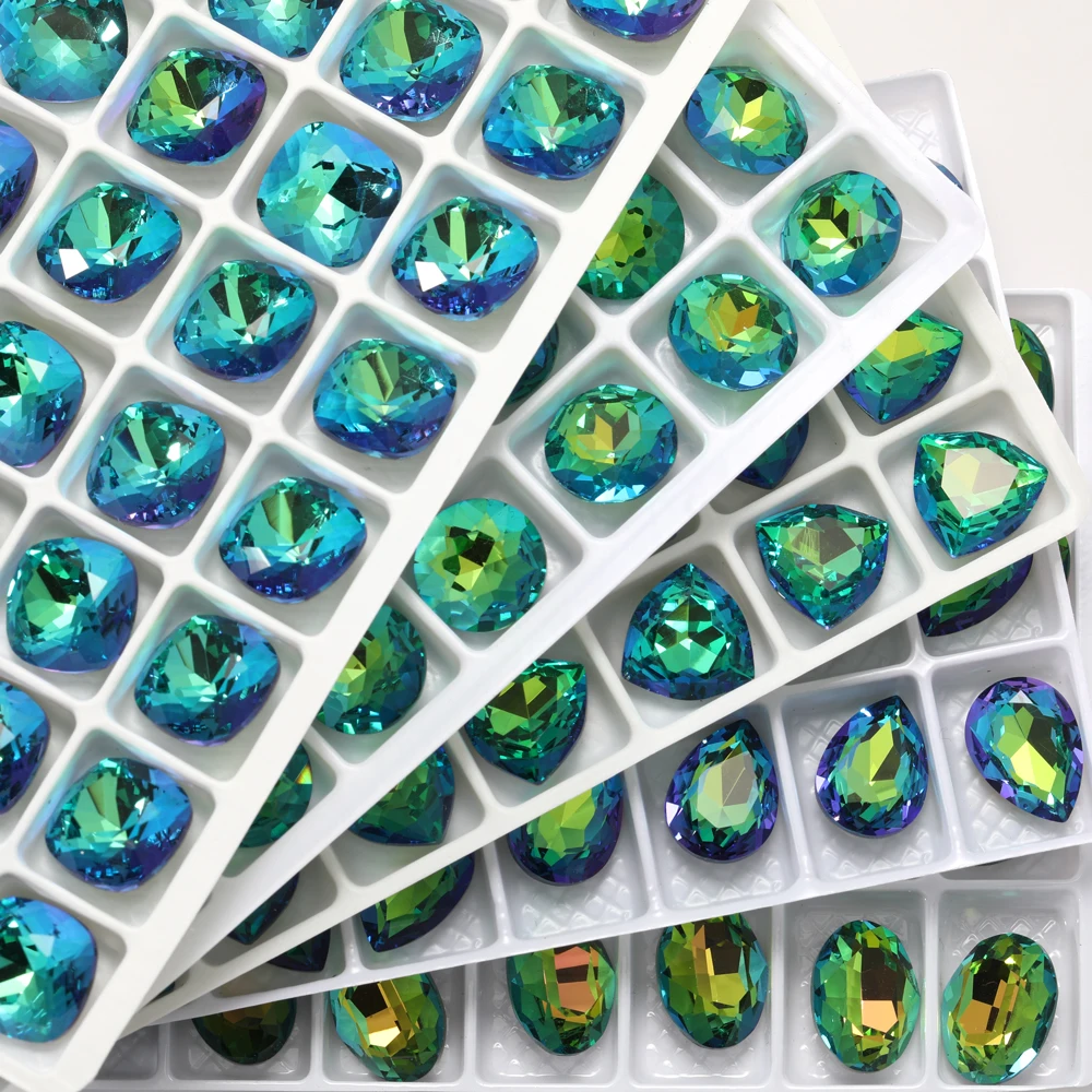 Glitter Sphinx Rhinestones For Art Crafts Supplies Pointback Rivoli Drop Triangle Glass Strass Jewelry Making Accessories