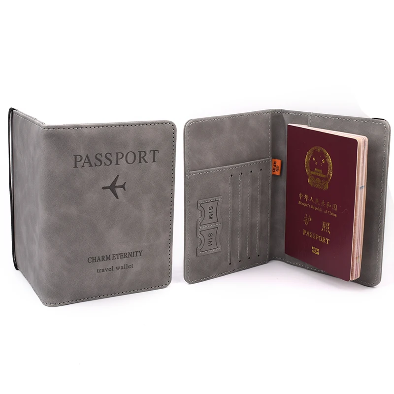 5 Card Slots RFID Blocking Passport Cover Elastic Bandage Men Women PU Leather Travel Passport Holder Wallet Organizer Case