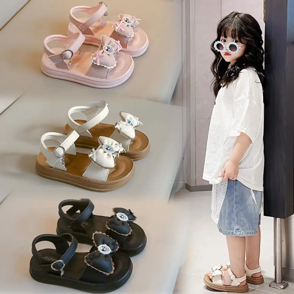

Kawaii Sanrio Kuromi Girls Sandals Child Summer Lace Lace Bow Princess Sandals Baby Cartoon New Open Toe Beach Shoes 2-15Y
