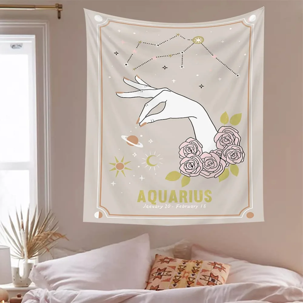 

VIKAMA Tarot Magic Hand Astrology Tapestry Floral Astrological Motifs for Bedrooms and Dormitories Decorative Hanging Cloth
