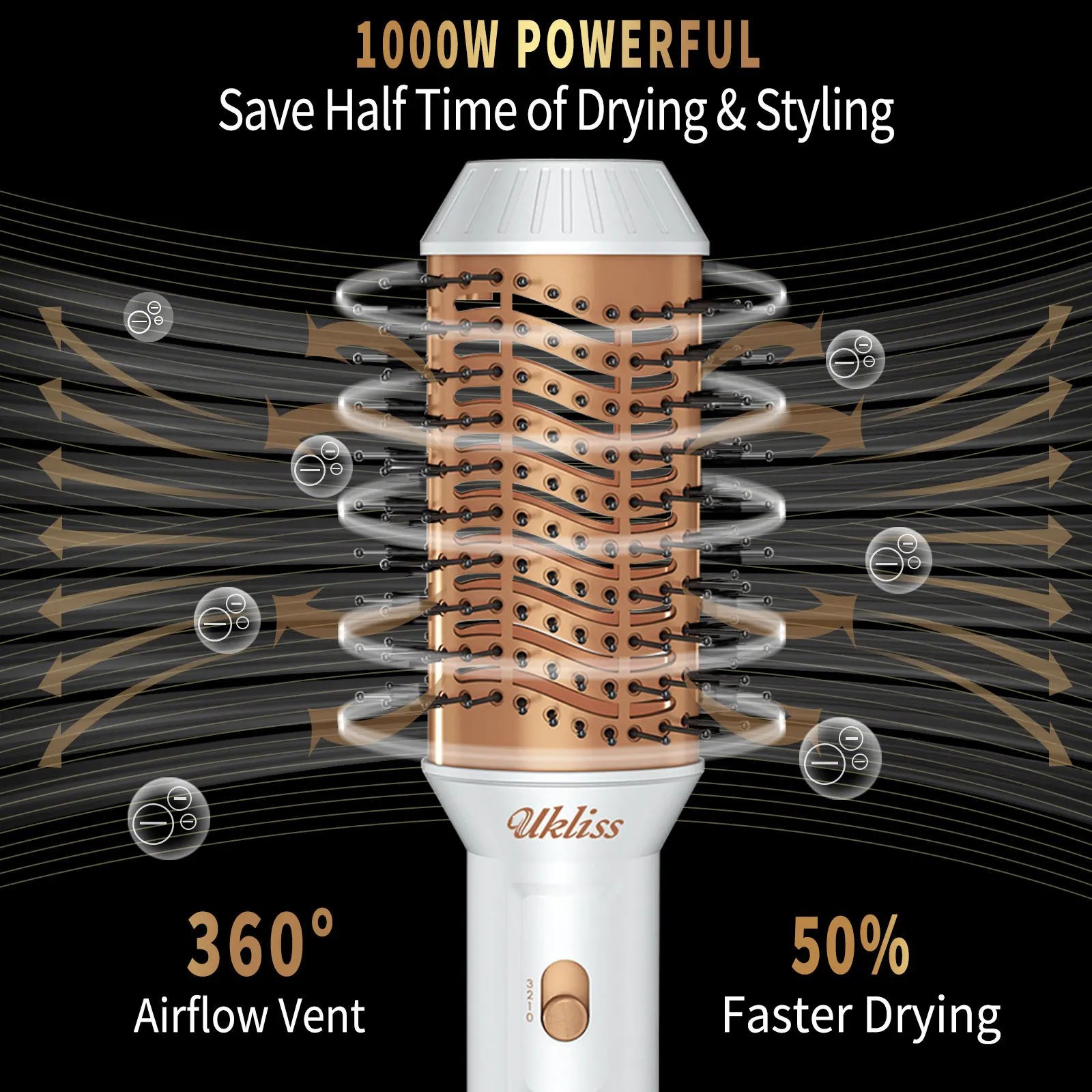 UKLISS-cepillo de aire caliente de un paso, secador y voluminizador de pelo Original, rizador de pelo, Alisador, 1000w, herramientas de peinado para salón de belleza