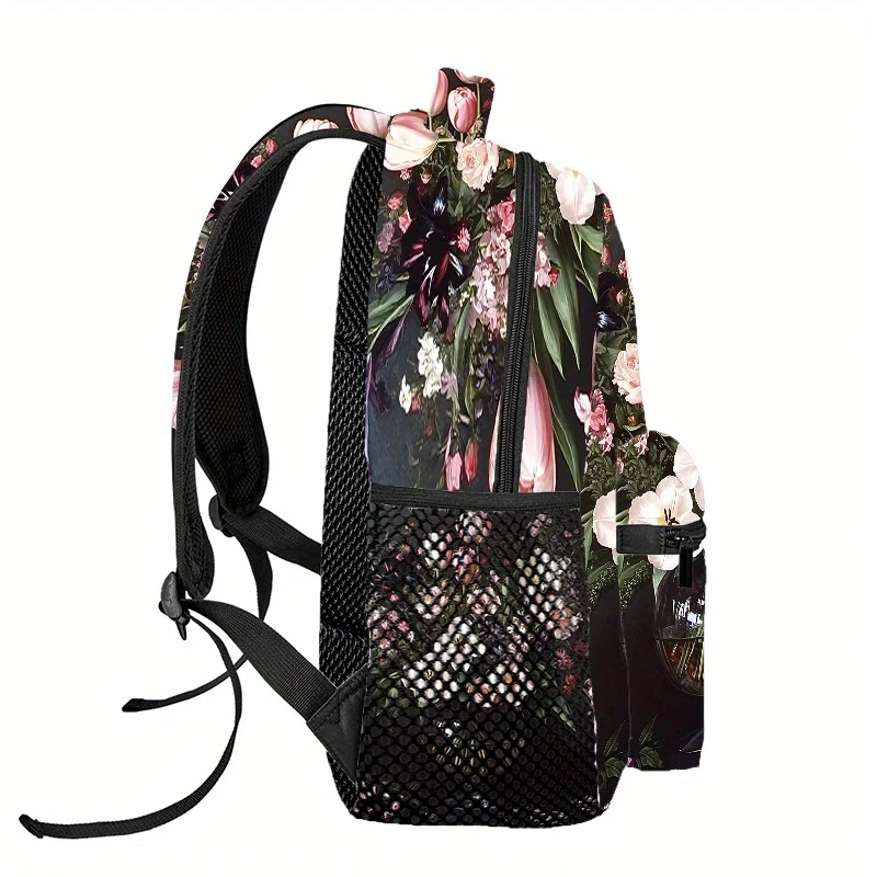 Bright Flowers in Vase Double Shoulder Bag Travel Hiking Backpack Computer Backpack Comfortable Lightweight