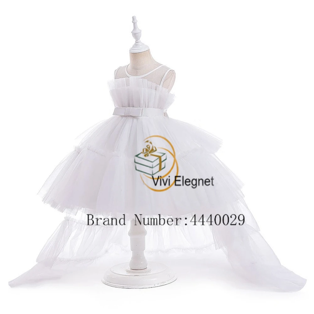 Viola Scoop Flower Girls Dresses for Kids 2024 Summer Soft Tule abiti natalizi senza maniche con cintura New doywinence inspect p493skin