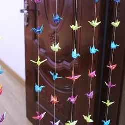 5 Strings/set 7Cm Pearl Light Origami Folding Paper Cranes Shop Display Hang Decoration Crafts
