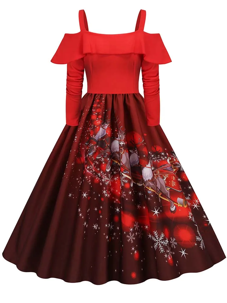 Off the Shoulder Elegant Christmas Party Dress Women Winter Long Sleeve Vintage Spaghetti Strap Ruffles Costume Clothing S~3XL - AliExpress 200000345 Off the Shoulder Elegant Christmas Party Dress Women Winter Long Sleeve Vintage Spaghetti Strap Ruffles Costume Clothing S~3XL - AliExpress 200000345