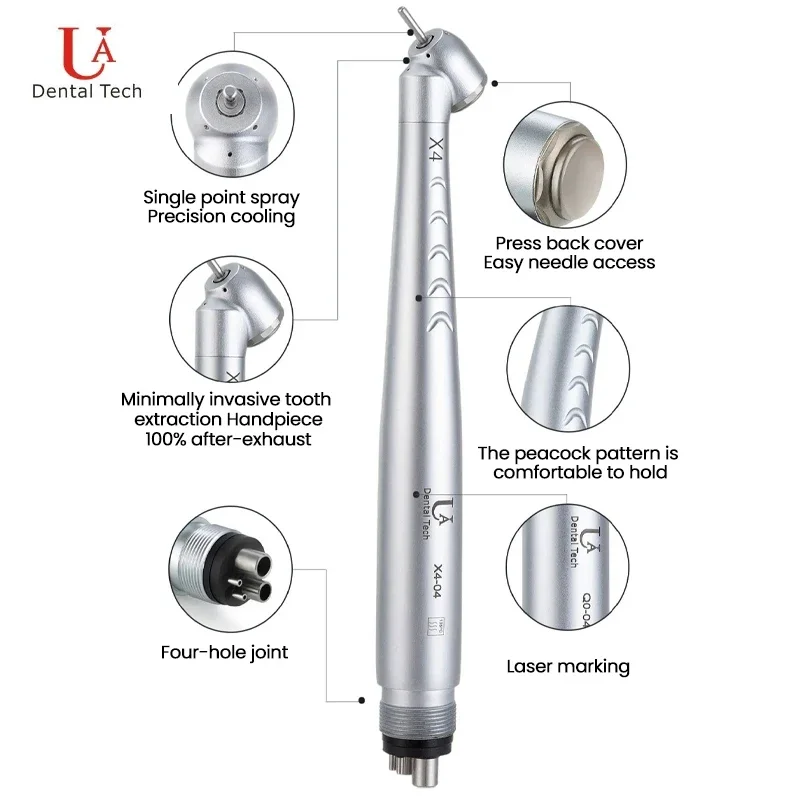 

UA Q4 45° Angled Minimally Invasive Extraction 100% Air-Free Tip Low Vibration, High Cutting Power Point Water Spray Low Noise