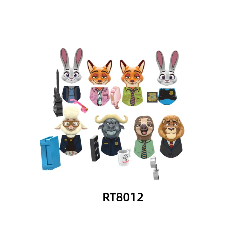 

Movie Series RT8012 TP1006 Mini Action Figures Bricks The Zoo fox rabbit bear sloth cattle Cat Models Building Block Toys Gitfs