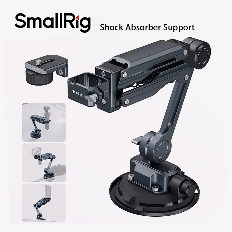 SmallRig mini Shock Absorber Arm for DJI Osmo Pocket / Action 5 Pro / GoPro HERO 13 / Insta360 X4 with 4-inch Suction Cup 5123