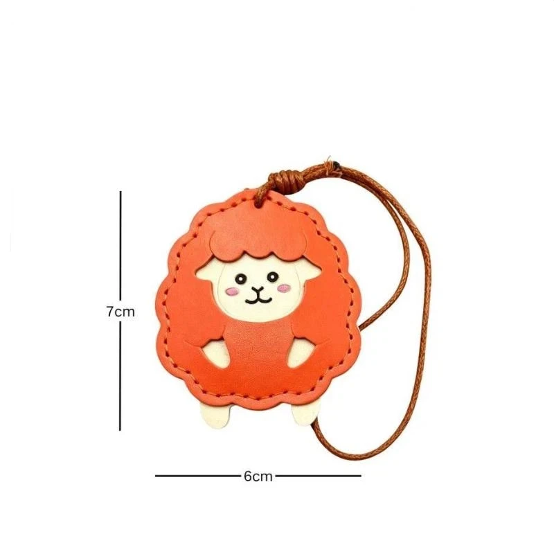 Durable PU Leather Lamb Keychain Soft Animal Keyring Fashion Bag Pendant Charm for Backpack Purse Handbag Daily Decoration