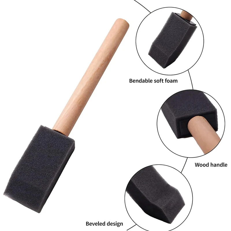 2025 New 120 Pcs Foam Paint Brushes, 1 Inch Foam Brush With Wood Handle, Bulk Sponge Brushes For Painting, Foam Art Paintbrushes
