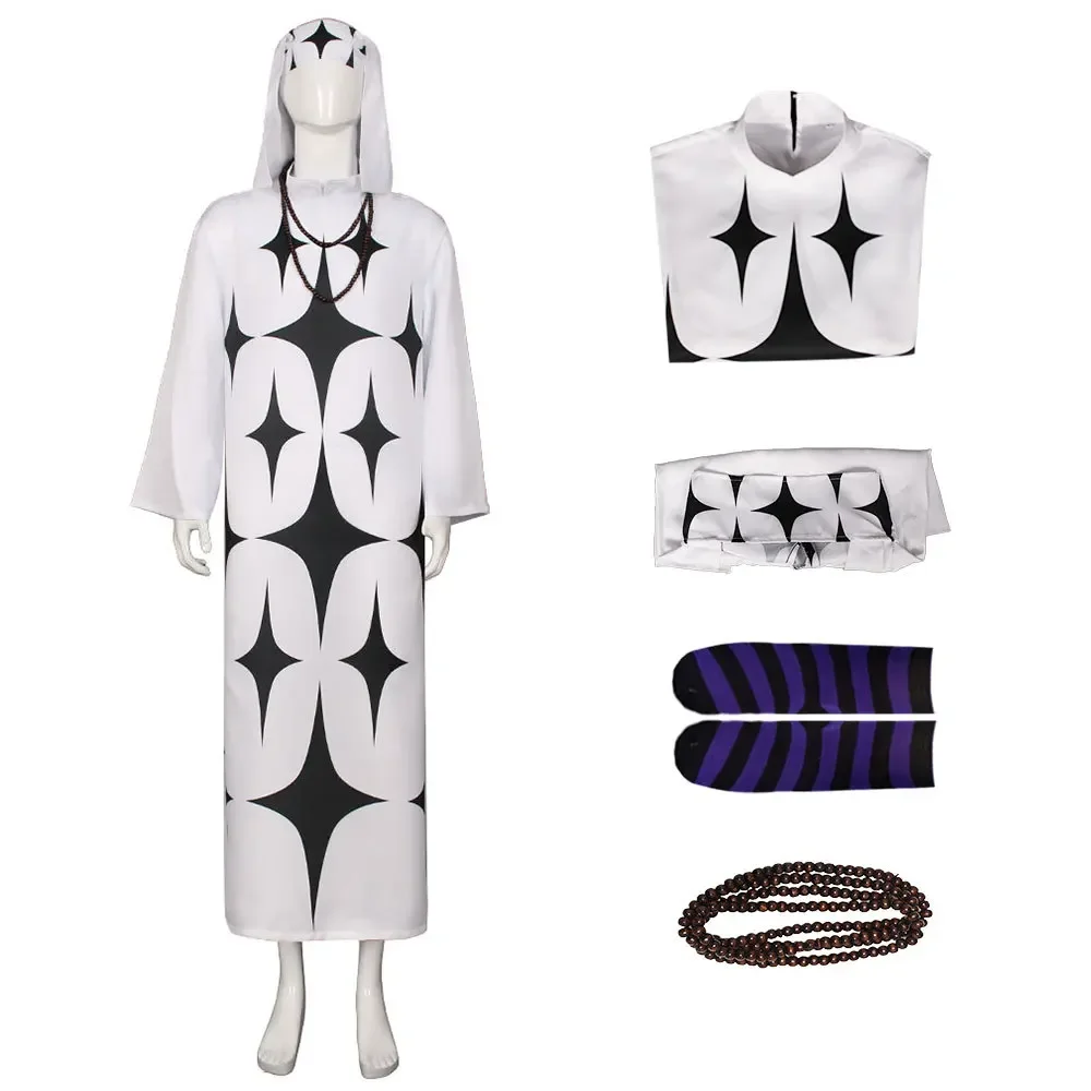 CosplayAnime Piece Pell Cosplay Costume White Long Robe Uniform Headwear Necklace Suit Halloween Carnival Party Clothes for Adul
