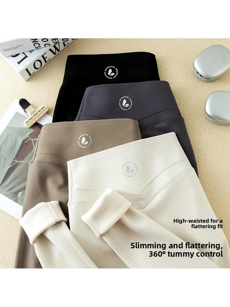 Spodnie do jogi Thiened Fce damskie jesienno-zimowe, ciepłe, modelujące pośladki, efekt miodowej brzoskwini, specjalne, super cienkie spodnie bazowe.