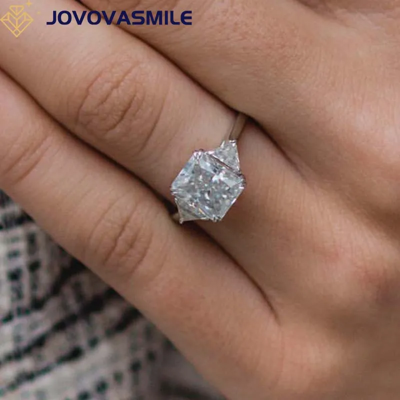 

JOVOVASMILE Diamond Rings Women Engagement 2.5 Carat 9x7.5mm Crushed Ice Radiant Moissanite Original 18k 14k Gold Women Jewelry