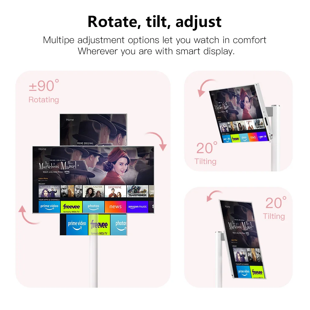 Smart Portable Touch Screen  21.5  Inch 6+128GB  Smart Screen Touch Screen Portable Tv Movable Rechargeable White Lcd Smart TV