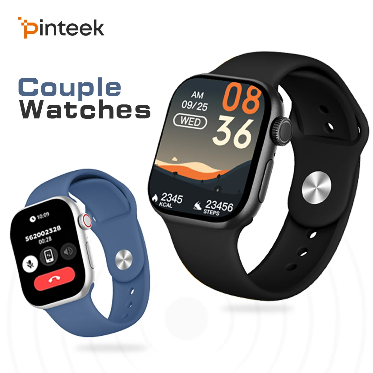 

Square Screen Smartwatch,Buletooth Call/Notifications,Heart Rate/SpO2 Monitor,IP65,Wireless Charging,10 Sport Modes Couple Watch