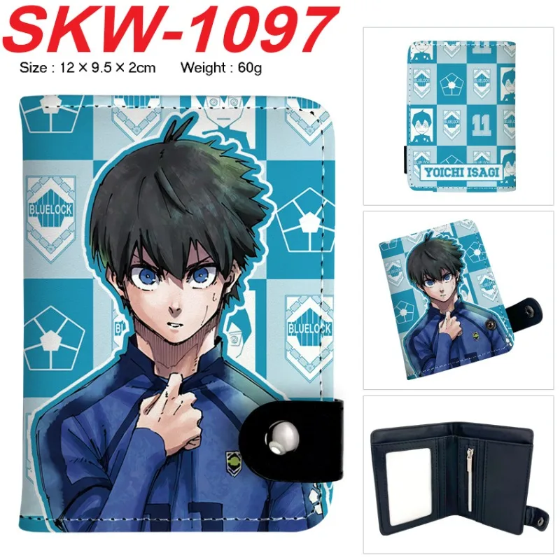 Hot Anime Blue and Locks Series Vertical Snap Wallet Cartoon Role Creativity Printing Coin Purse Clutch Bag Men and Women Gift