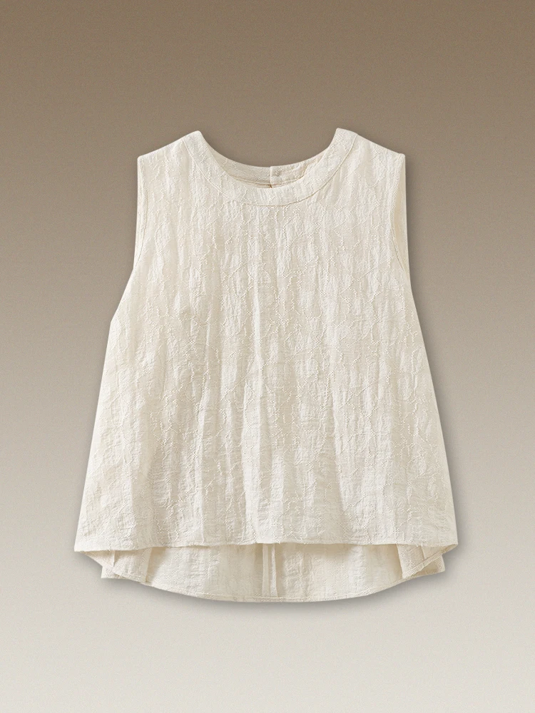 Slimming Effect round Neck A-Line Vest Cool Breathable Lyocell Blended Top for Women Casual Comfortable Summer Shirt