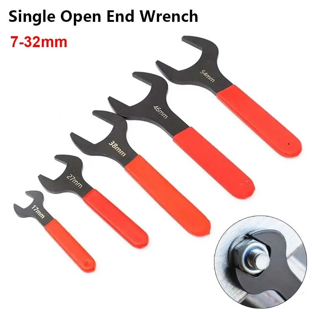 1Pcs Thin Single Open End Wrench 15 Degree Offset Angle Flat Head U-Shaped Spanner Blackening 7-32mm Metric