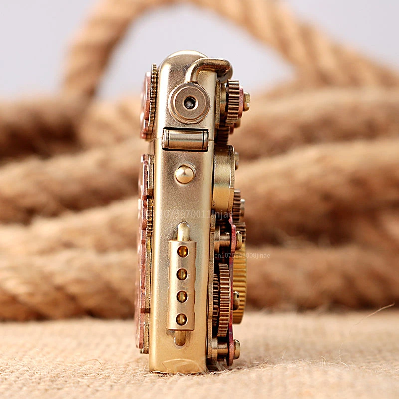 Zorro Steampunk Lighter Gear Linkage Mechanical Creative Pure Copper Kerosene Lighter Personality Men\'s Gift