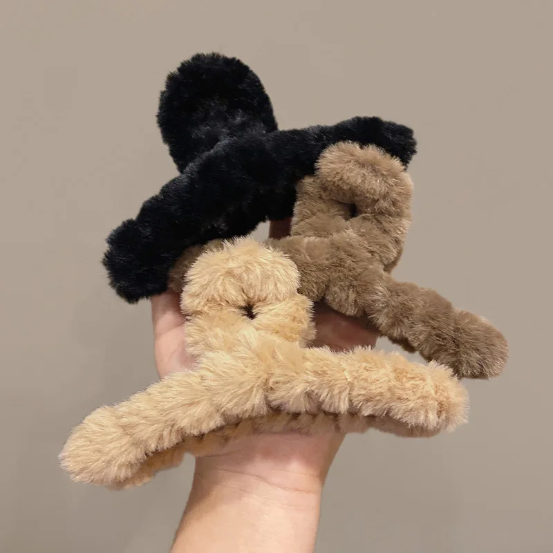 Grande peluche artiglio per capelli clip di squalo mollette semplici fermagli per capelli di granchio per le donne accessori per capelli autunno inverno