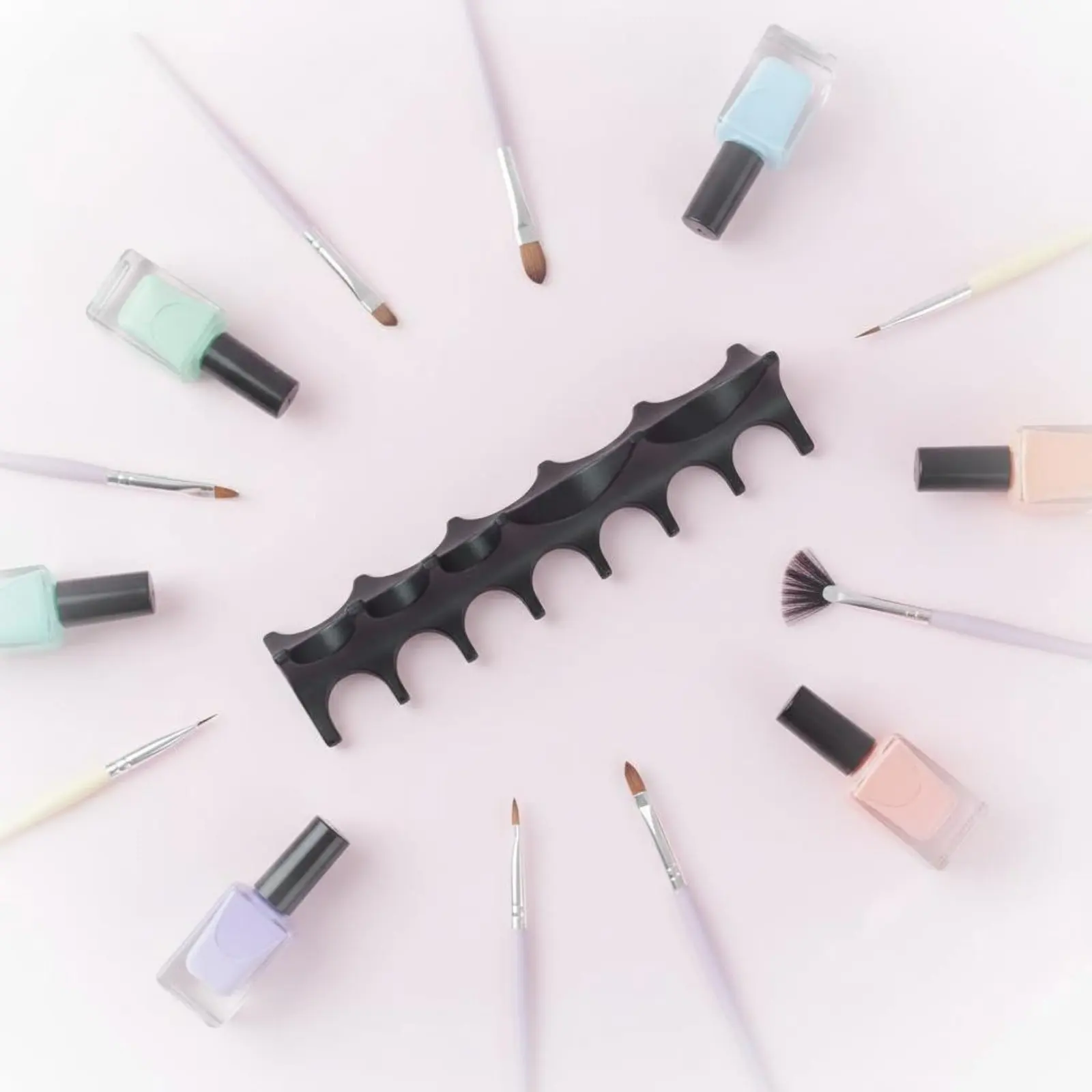 

Fishbone Nail Holder Space-Saving Silicone Nail Pen Stand Silicone Brush Holder Compact Cosmetic Organizer Stand Portable