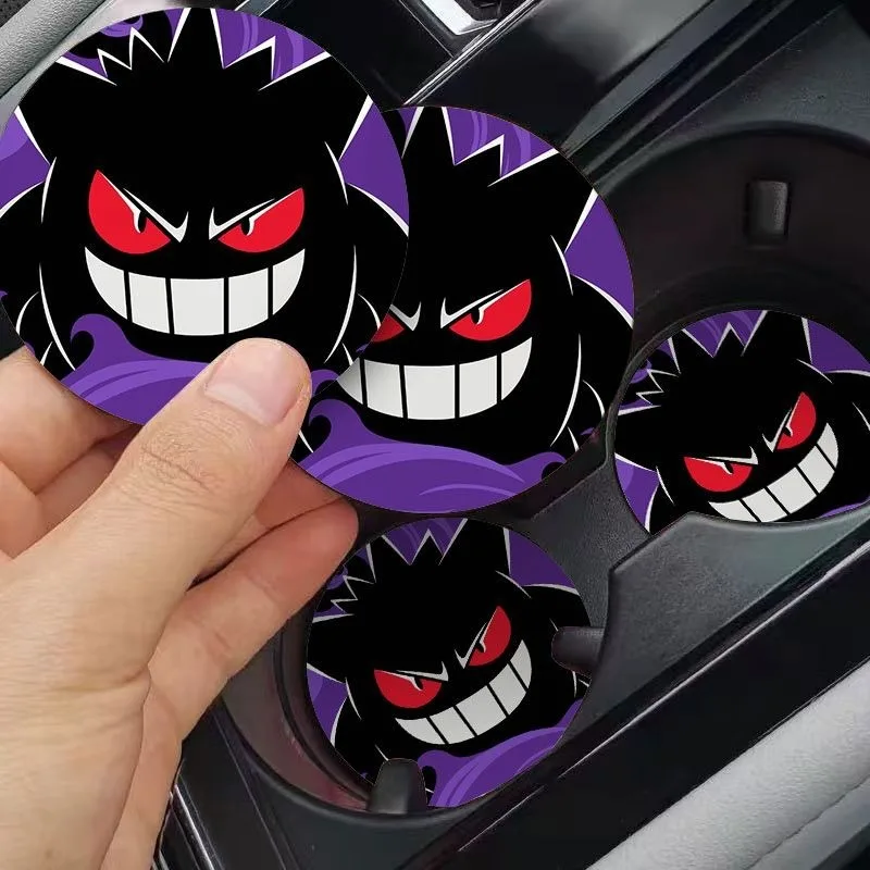 2 قطعة مجموعة الكرتون Gengar سيارة كوستر أنيمي موضة رشاقته عدم الانزلاق بولي Leather قاعدة أكواب جلدية الداخلية اكسسوارات الديكور مسند للكوب