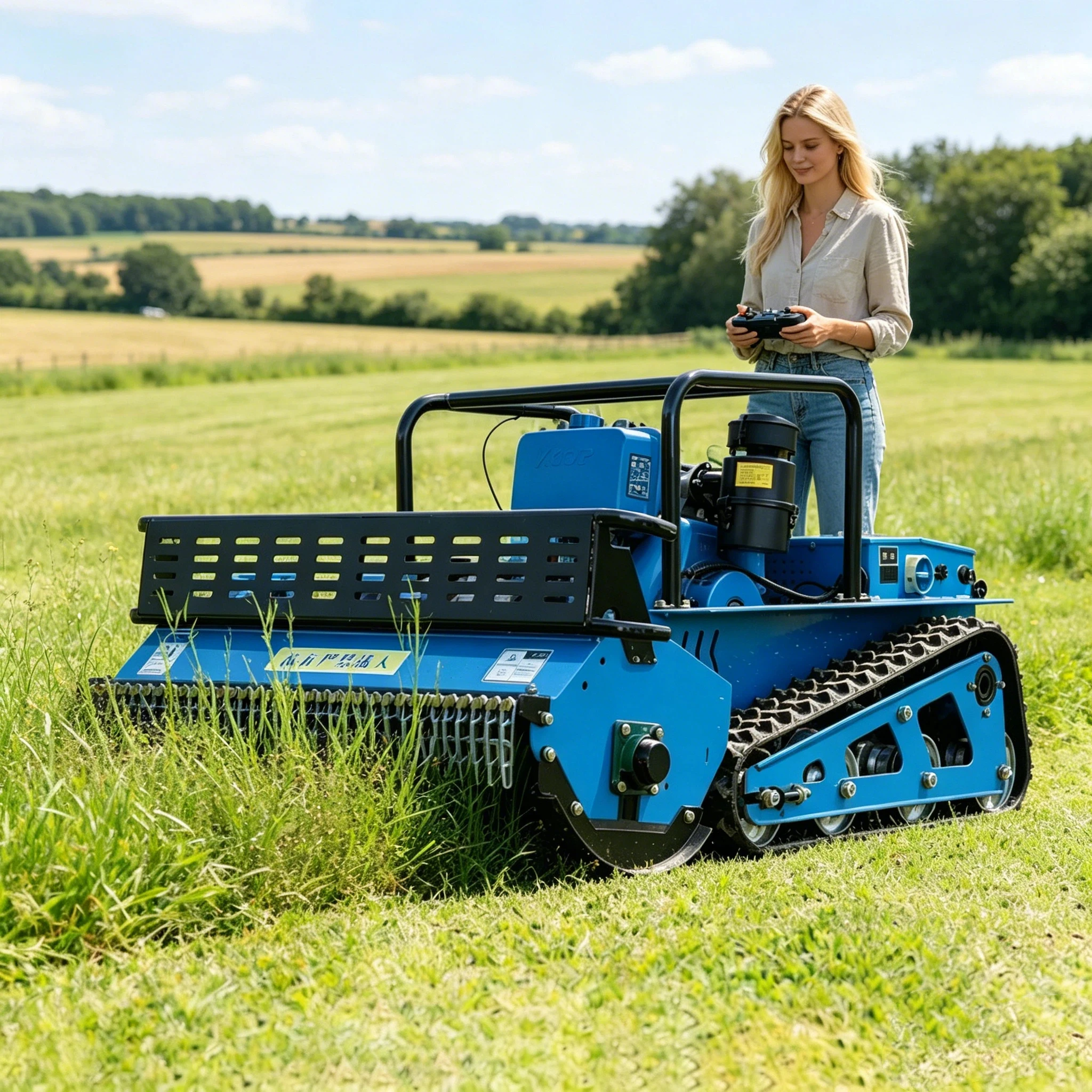 Customized Durable Diesel Lawn Mower Tracked Remote Control Low Noise Long Service Life CE EPA Approved Thick Blades