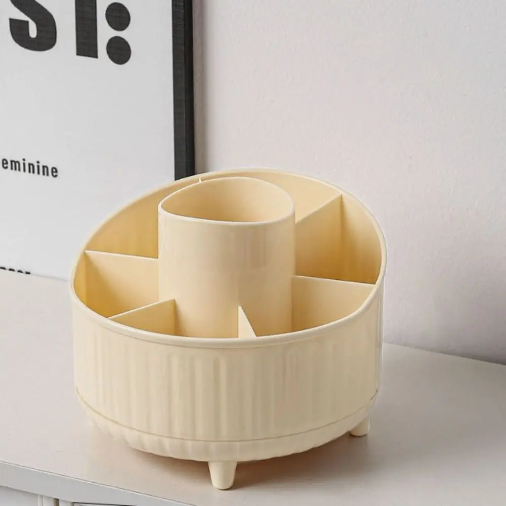 7 Grids 360° Rotating Pen Container Storage Box Large Capacity Makeup Brush Holder Space Saving Plastic