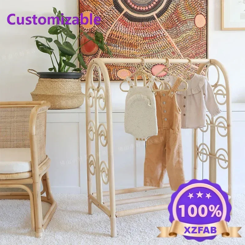 Factory Direct 2026 Natural rattan ins rattan drying rack for children and children drying clothes rack shooting props