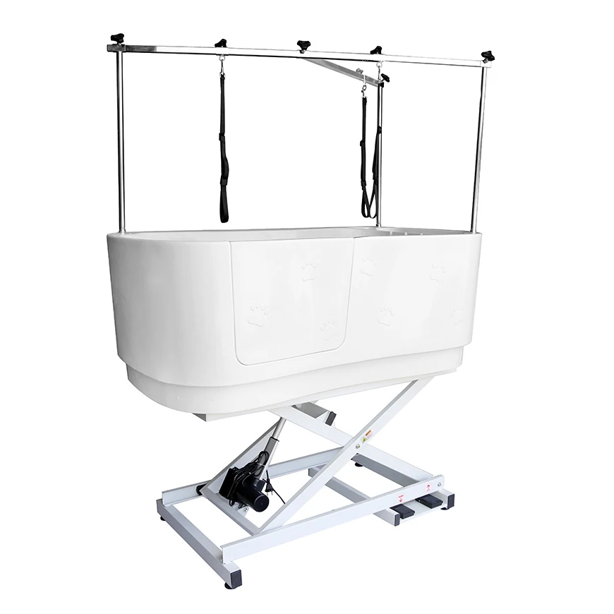 

Electric Lift Plastic Pet Wash Station Spa Dog Grooming Bath Tub With Arms