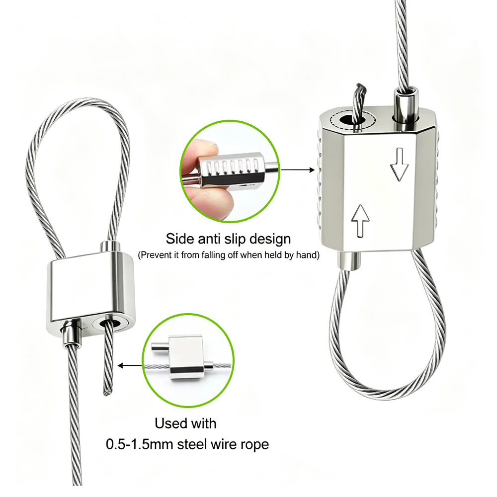 For 0.5-1.5mm Cable Clamp Bidirectional Locking Device Steel Wire Rope Clamp is Used for Safe Hanging of Billboards and Artworks