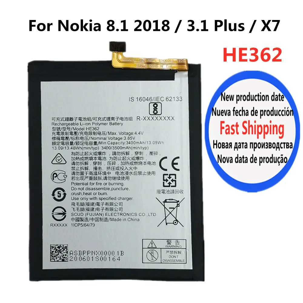 High Quality HE362 Phone Battery For Nokia 8.1 X7 3.1 Plus TA-1099-1113-1115-1131-1119 Replacement Batteries Bateria + Tools