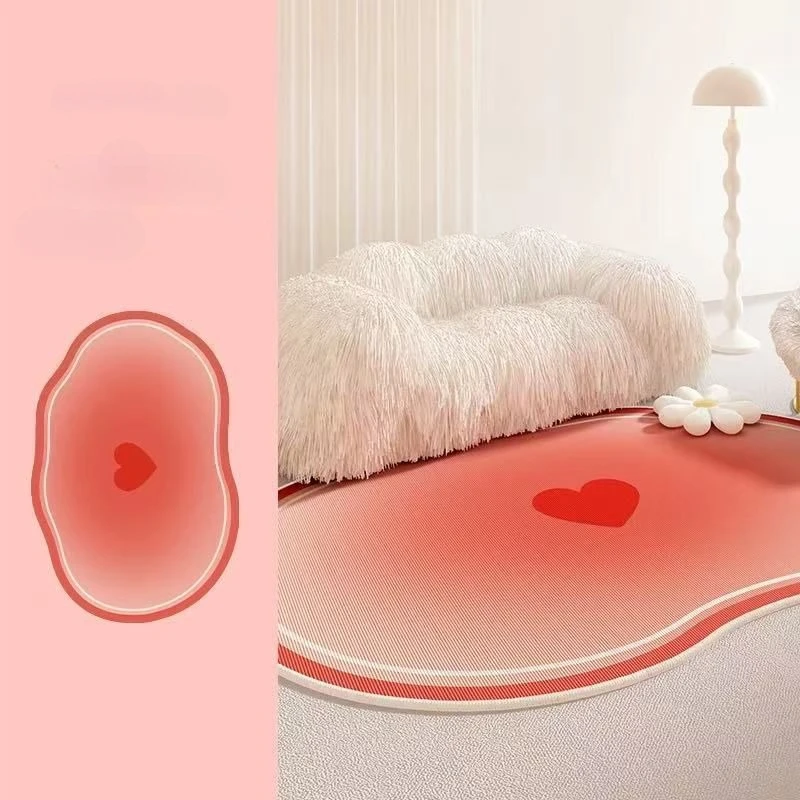 Ins Irregular Shape Simple Style Living Room Carpet Antiskid Soft Rug Bedroom Bedside Washable Heart-shaped Decoration Floor Mat