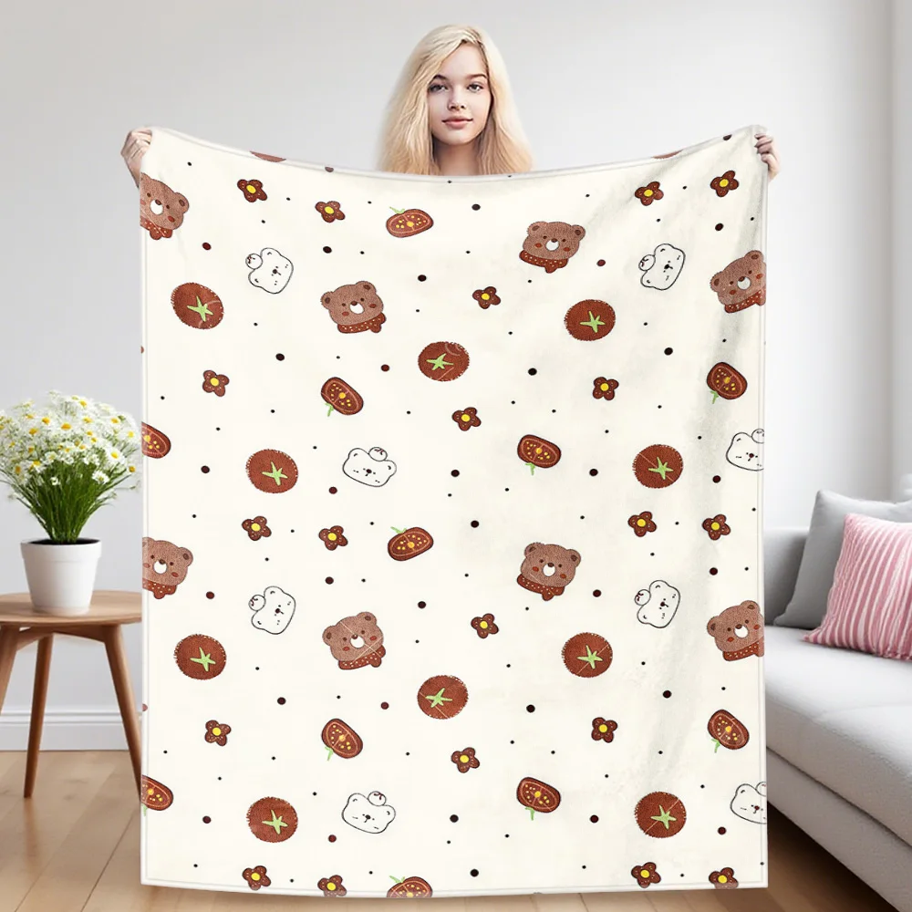 Fruit Bears Nap Blanket,Flannel Blanket,Suitable For Sofas,Beds,Cars,Rooms,Offices,Camping,Exquisite Gift Blankets