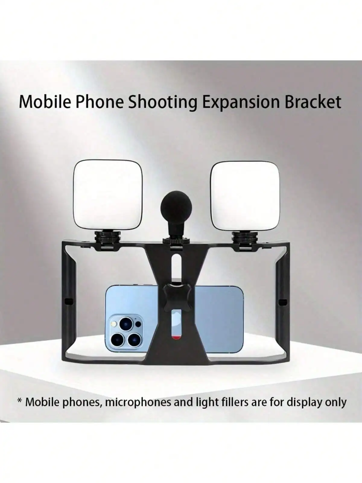 1pc Handheld Stabilisator, Roterende Gimbal Beugel, Mobiele Telefoon Microfoon Beugel, Invullicht Live Uitzending Mobiele Telefoon Frame,