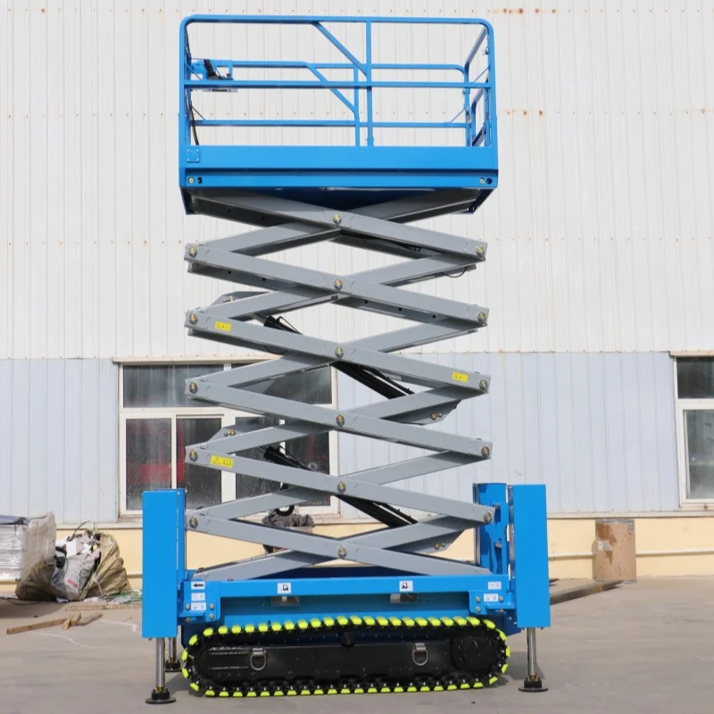 14m Self Propelled Mobile Aerial Lift Foldable Hydraulic Scissor Cart Logistics Company Auxiliary Equipment
