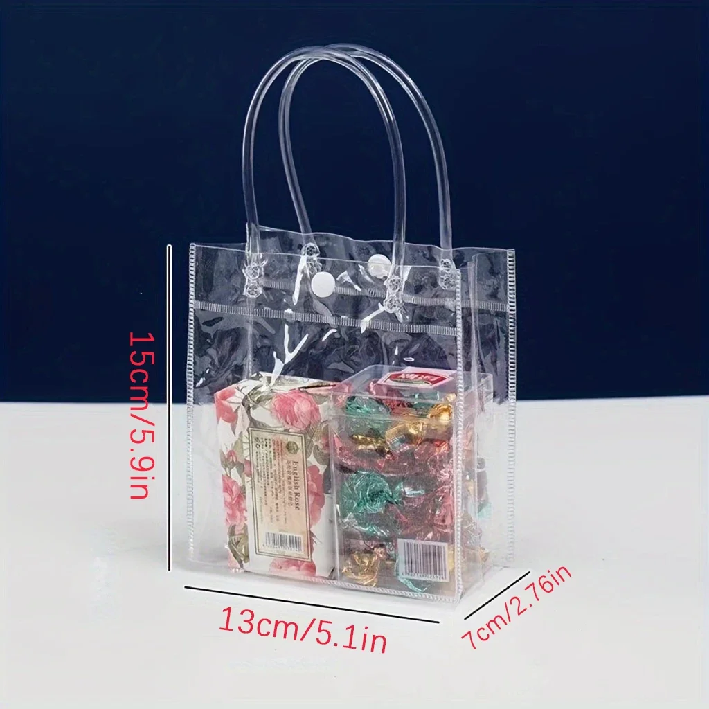 5Pcs Transparent Gift Bags Wedding Gift Packaging Boxes with Handles Clear Plastic Gift Bags Pvc Shopping Bag Party Favors