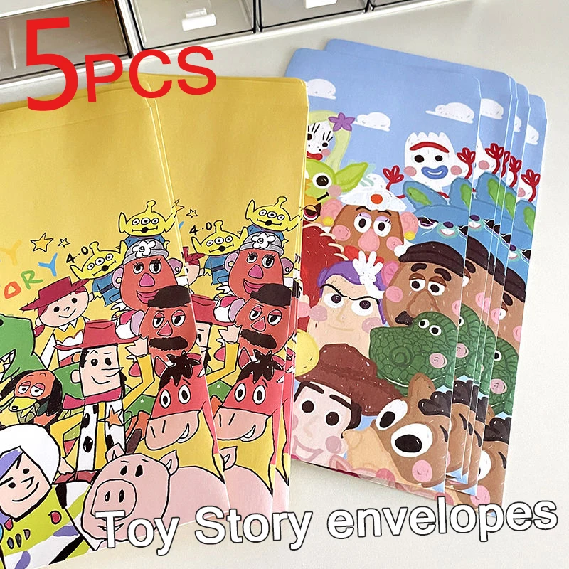 Bolsa de papel Kraft de Toy Story de Disney, sobres para tarjetas de felicitación de invitación de fiesta, decoración de boda, embalaje, bolsa de regalo de dulces, 5 uds.