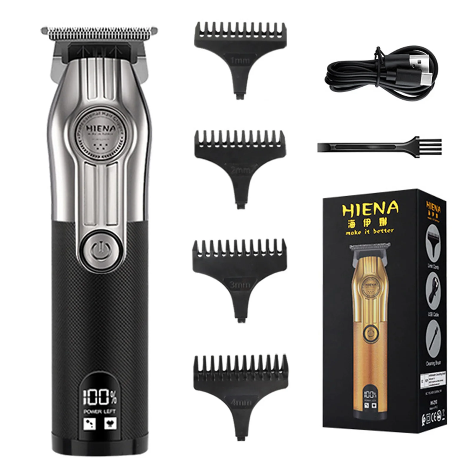 Home Salon Electric Hair Trimmer One-button Precision Steel Blade Hair Trimmer for Hair Cutting & Grooming FOU99