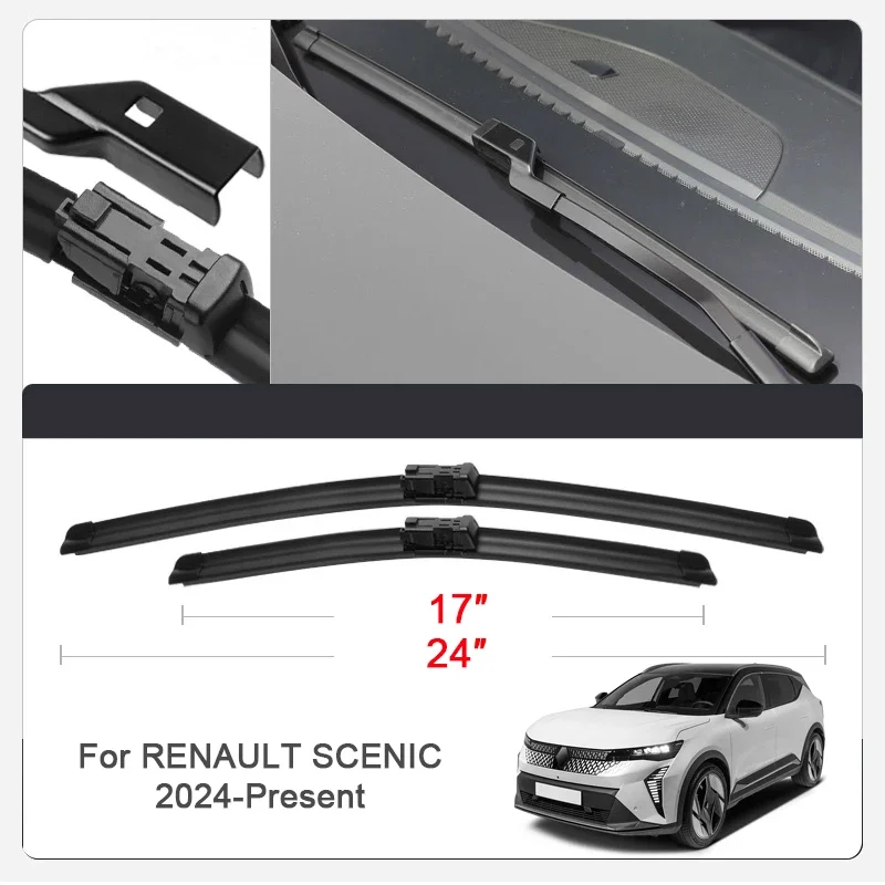 2PCS Car Blade Windshield Rubber Wiper For Renault Kadjar Kardian Koleos Arkana XM3 Austral Captur Clio Grand Koleos QM6 Scenic