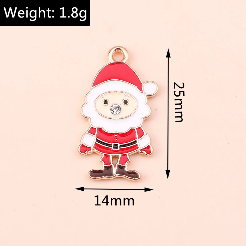10 Stück Mix süße Weihnachtsmann Charms Emaille Weihnachten Schneemann Stiefel Charms Anhänger für Schmuckherstellung DIY Ohrringe Halskette Geschenke – Detail 12