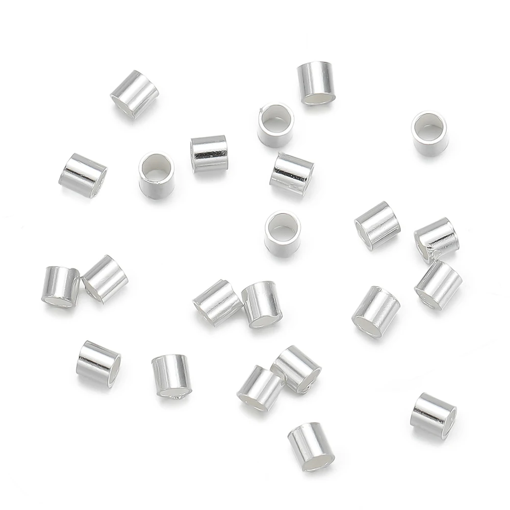 1g/pack 925 Sterling Silver 1.5/2mm Silver Color Round Tube Beads For DIY Jewelry Necklace Bracelets Making Accessories